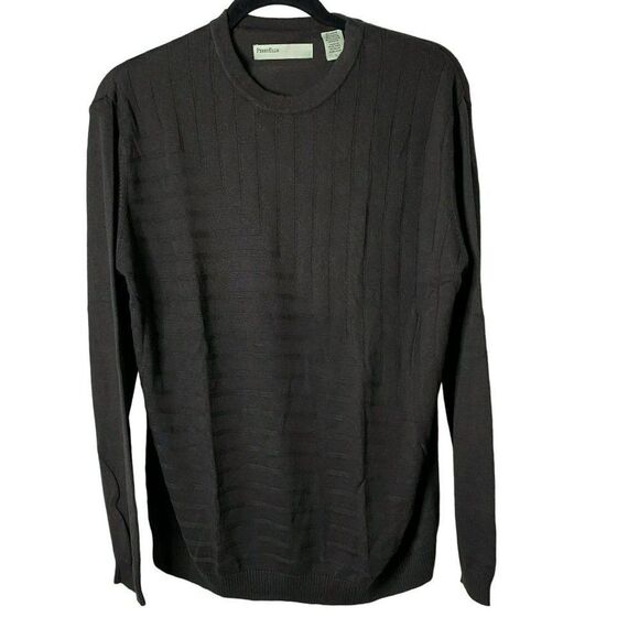 Perry Ellis Mens Tonal Stripe Pullover Tee Top Sz L Crew Neck Long Sleeves - Picture 2 of 4